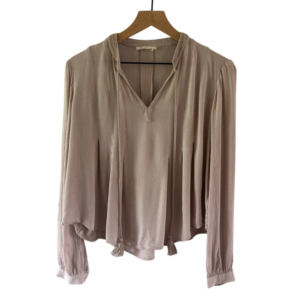 Anthropologie Floreat Taupe Tan Mada Swing Top Blouse Size 2